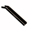 Diagonally oriented black skateboard grind rail with wooden edges and Yokevans branding.